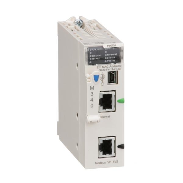 Photo Modicon M340 - processeur - 1024 E/S TOR 256 E/S ANA - 1Modbus - 1Ethernet | Ref : BMXP342020   