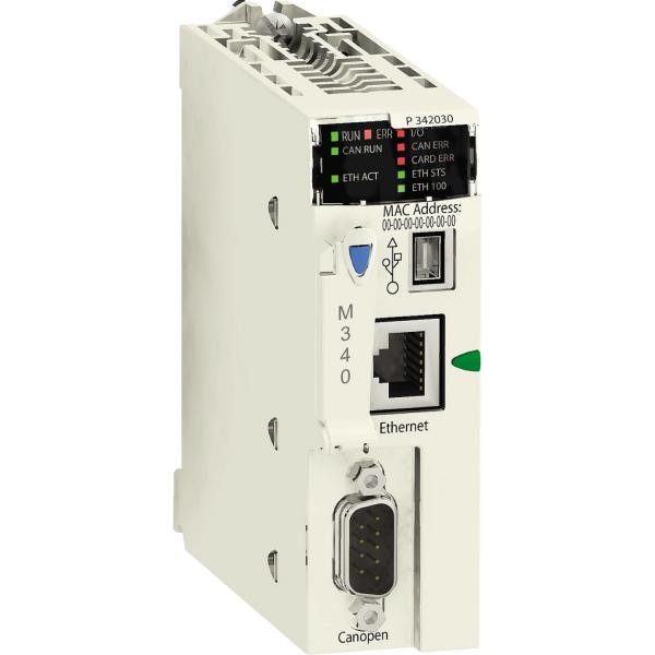Photo Modicon M340 - processeur - 1024 E/S TOR 256 E/S ANA - 1CAN - 1Eth | Ref : BMXP3420302