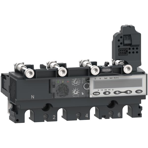 Photo Le dclencheur lectronique MicroLogic 5.2E est un appareil  composer avec un bloc de coupure de la gamme ComPacT NSX. D\'un calibre 250A. en 4P4D. ce dispositif assure une protection de surcharge long-retard. court-retard et instantane. | Ref : C2545E250