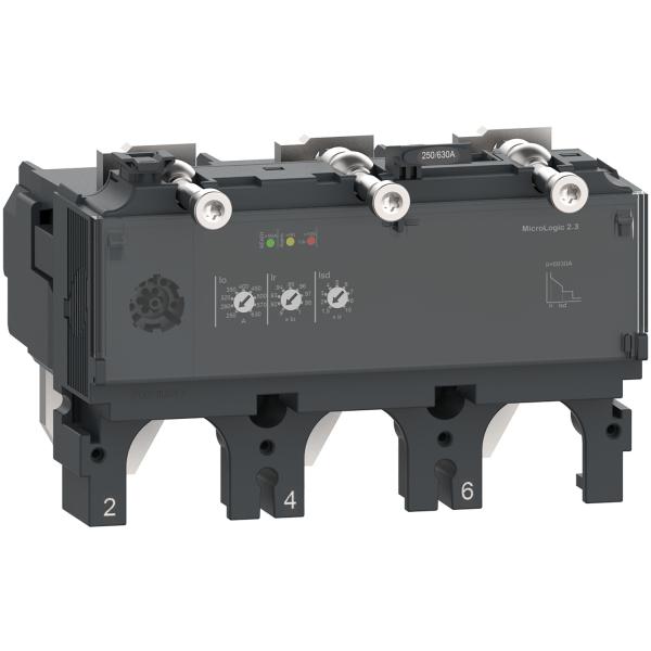 Photo Le dclencheur lectronique MicroLogic 2.3 est un appareil  composer avec un bloc de coupure de la gamme ComPacT NSX. Dot d\'un calibre 400A. en 3P3D. ce dispositif assure une protection de surcharge long-retard et instantane. | Ref : C4032D400