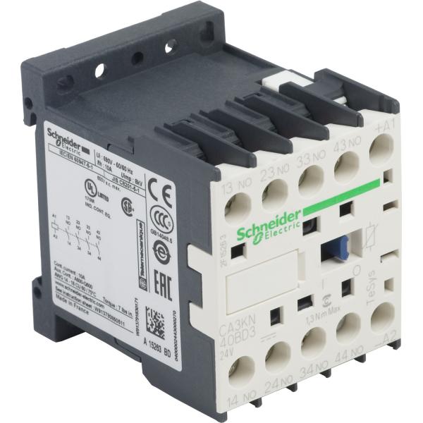Photo TeSys CA3K - contacteur - 4F+0O - instantan - 10A - 24Vcc | Ref : CA3KN40BD3