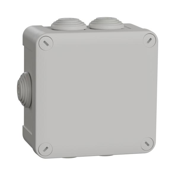 Photo Mureva Box, boite de dérivation IP55 + embouts 105x105x55, gris | Ref : ENN05005