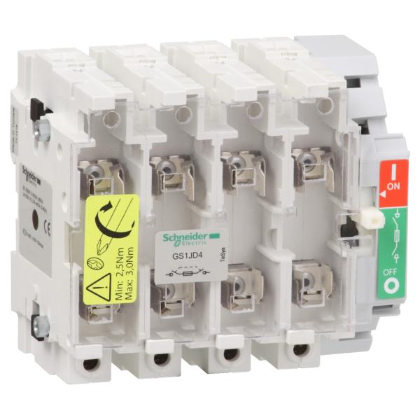 Photo TeSys GS1 - bloc de base interrupteur-sectionneur fusible - 4P 4F - NFC - 100A | Ref : GS1JD4