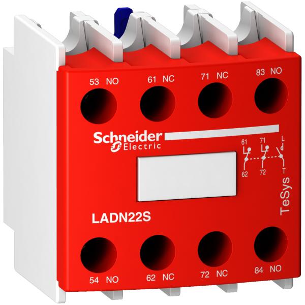 Photo TeSys D - bloc de contact auxiliares scurit rouge - 2NO + 2NC | Ref : LADN22S