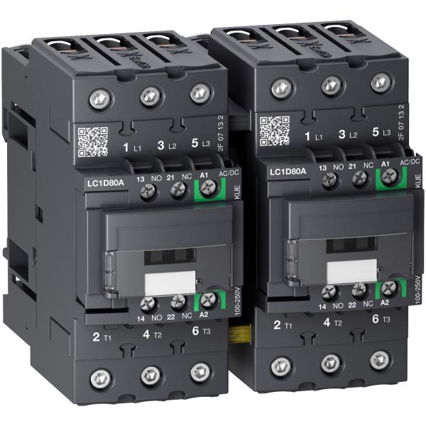 Photo TeSys D - contacteur inverseur - 3P(3 NO) - AC3 - <= 440V 80A - 24Vcc - Everlink | Ref : LC2D80ABBE