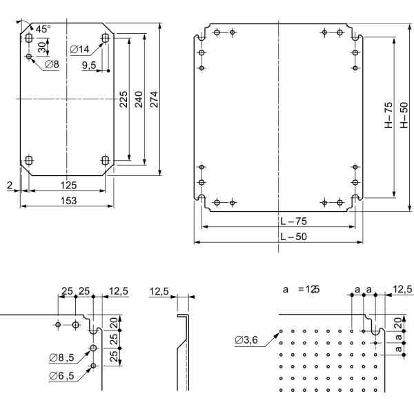 Photo Spacial - chssis microperfor - acier galvanis - pour coffret H=500xL=400mm | Ref : NSYMF54