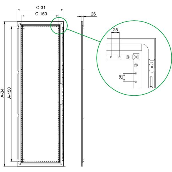 Photo Spacial - porte pleine pour cellule Spacial SF & armoire SM - H=1600xL=800mm | Ref : NSYSFD168