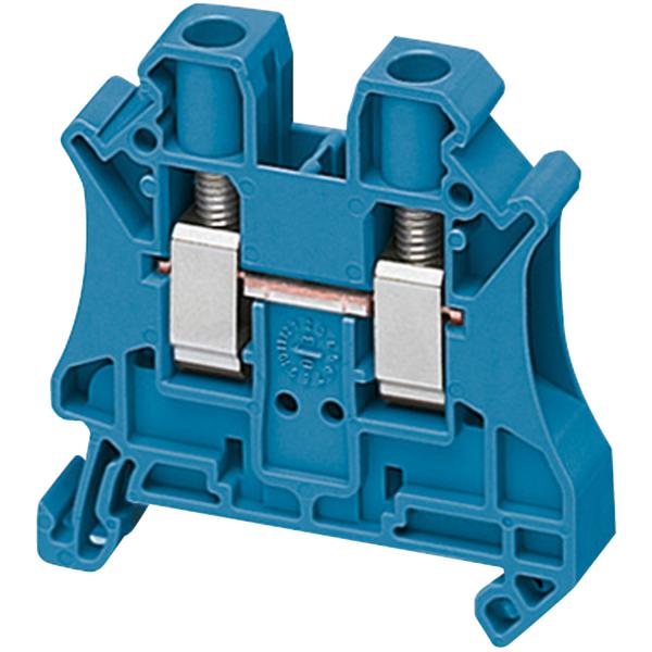 Borne à vis - passant - 2 points - 6mm² - bleu - SCHNEIDER ELECTRIC  NSYTRV62BL