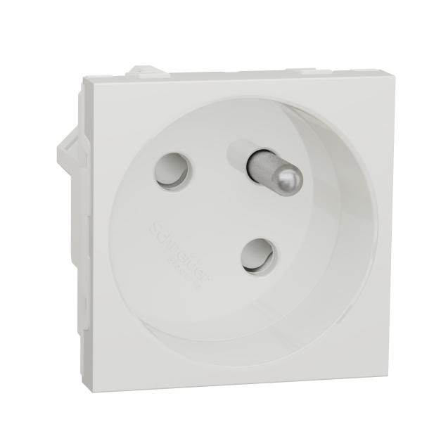 Photo Unica - prise 2P+T - FR - 45 - raccord rapide traversant - Blanc - mca seul | Ref : NU304918