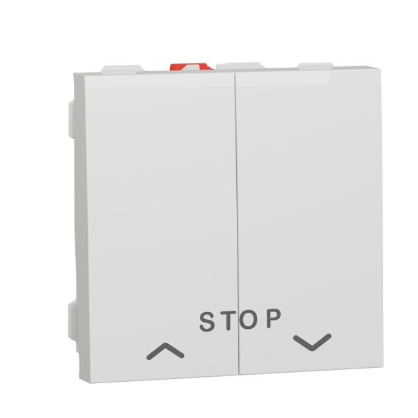 Photo Unica - cde volet-roulant - double poussoir + STOP - 2 mod - Blanc - mca seul | Ref : NU323718