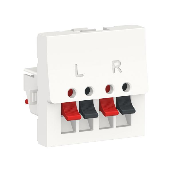 Photo Unica - prise haut-parleur 2 sorties rouge + noir - 2 mod - Blanc - mca seul | Ref : NU348618