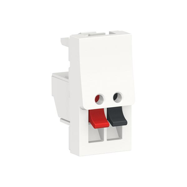 Photo Unica - prise haut-parleur 1 sortie rouge + noir - 1 mod - Blanc - mca seul | Ref : NU348718