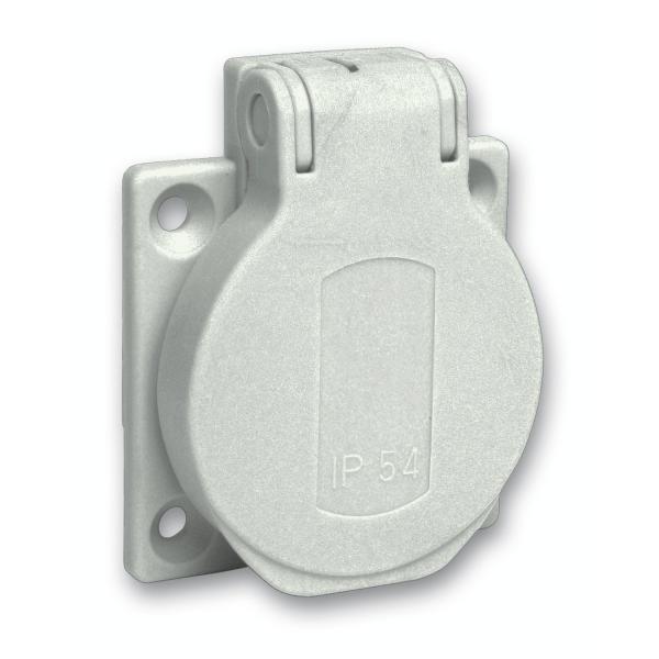 Photo PratiKa - socle de prise NF 50x50mm - 2P+T 10-16 A - IP54 - connex. arr. - gris | Ref : PKN51G