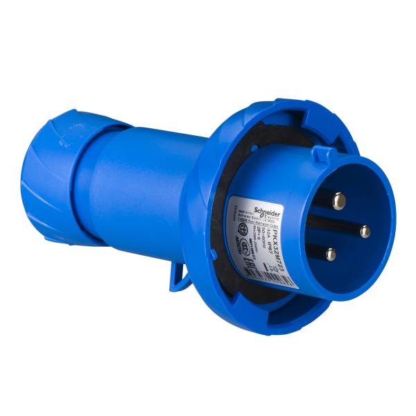 Photo PratiKa - fiche mobile industrielle droite - 32 A - 2P+T - 200-250 V CA - IP67 | Ref : PKX32M723