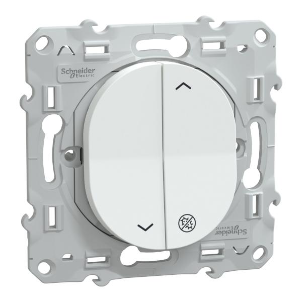 Photo Ovalis - interrupteur 2 boutons pour volet roulant - antibactérien - Fixation par vis - 3x2 bornes auto - 6 AX - 250 V CA 50 Hz - IK04 - IP21 D - couvercle de protection peinture - Certifié NF | Ref : S300208