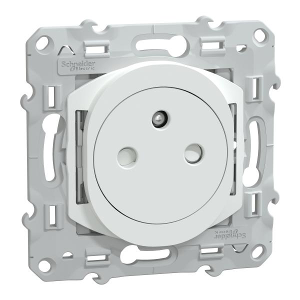 Photo Ovalis - prise de courant affleurante - 2P+T - Blanc - fixation par vis uniquement - Raccordement : 1 x 1.5?Ķ2 x 4 mm? souple / rigide / multibrin - bornes automatiques - 16 A - 250 VCA 50 Hz - IK04 IP21D  - protection peinture - NF | Ref : S320052
