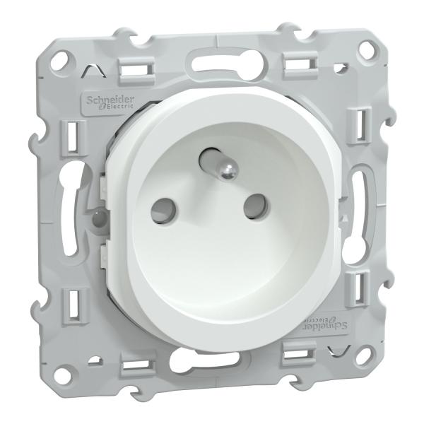 Photo Ovalis - prise de courant  puits - 2P+T - Blanc - fixation par vis - griffes en option - Raccordement : 1 x 1.5?2 x 4 mm souple / rigide / multibrin - bornes automatiques - 16 A - 250 VCA 50 Hz - IK04 IP21D  - protection peinture - NF | Ref : S320059