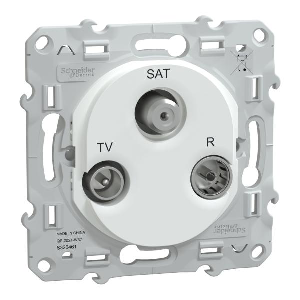 Photo Ovalis - prise TV-R-SAT - fixation à vis - Blanc - couvercle protection chantier | Ref : S320461
