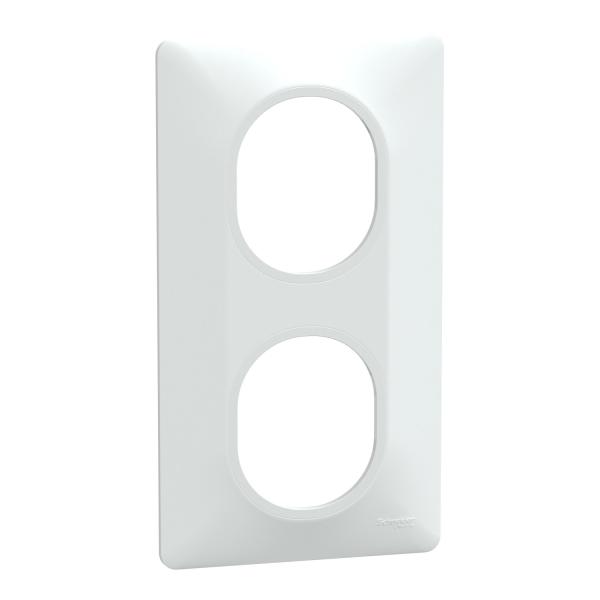 Photo Ovalis - Plaque de finition - 2 postes Vertical - entraxe 71mm - Blanc | Ref : S320724