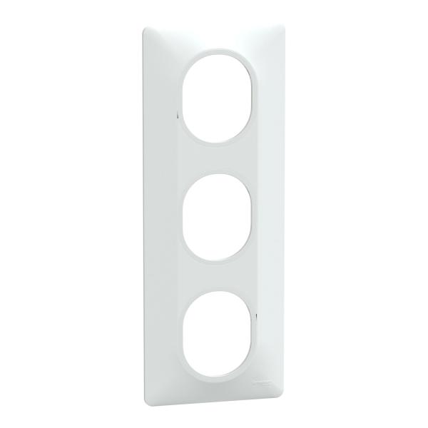 Photo Ovalis - Plaque de finition - 3 postes Vertical - entraxe 71mm - Blanc | Ref : S320726
