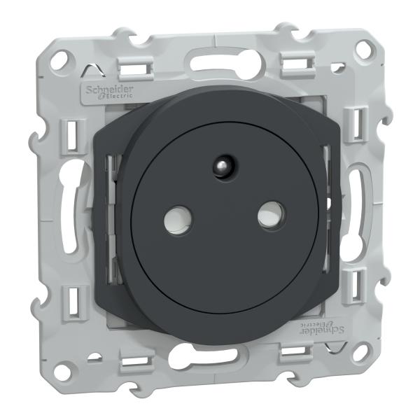Photo Ovalis - prise de courant affleurante - 2P+T - Anthracite - fixation par vis uniquement - Raccordement : 1 x 1.5?Ķ2 x 4 mm¬? souple / rigide / multibrin - bornes automatiques - 16 A - 250 VCA 50 Hz - IK04 IP21D - protection peinture - NF | Ref : S340052