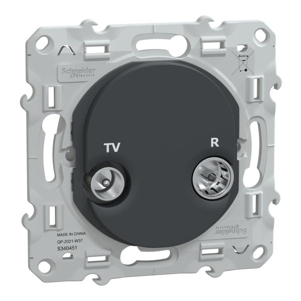 Photo Ovalis - prise TV-R - fixation  vis - Anthracite - couvercle protection chantier | Ref : S340451