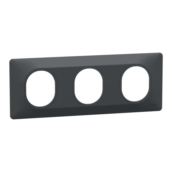 Photo Ovalis - Plaque de finition - 3 postes Horizontal - entraxe 71mm - Anthracite | Ref : S340706