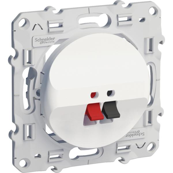 Photo Odace - prise haut-parleur 1 sortie - blanc - fixation par vis - bornes pression | Ref : S520487