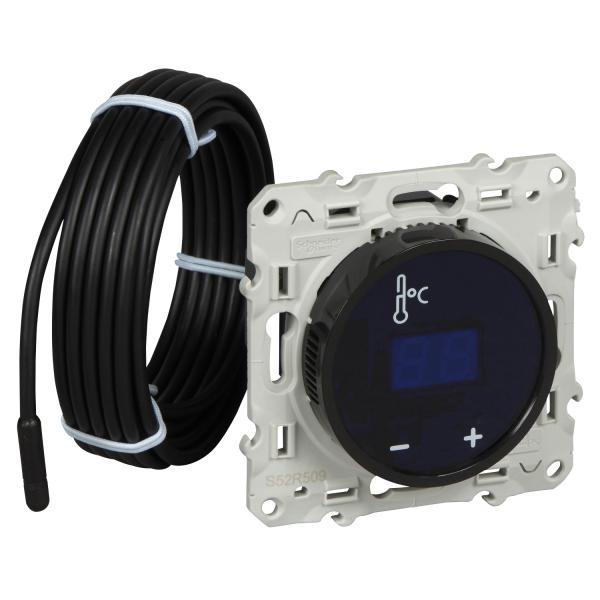 Photo Odace thermostat fil pilote a ecran tactile noir | Ref : S520509