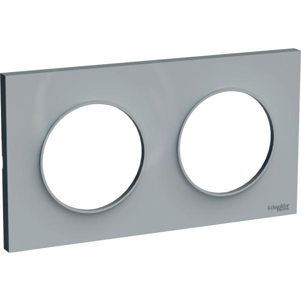 Photo Odace Styl plaque Gris 2 postes horizontaux ou verticaux entraxe 71mm | Ref : S520704A1