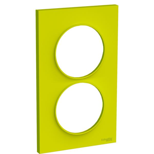 Photo Odace Styl - plaque 2 postes - vert chartreuse - entraxe 57mm vertical | Ref : S520714H