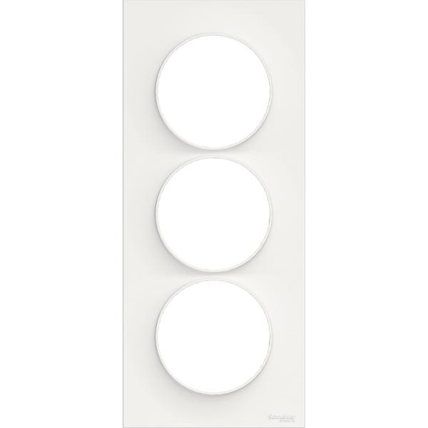 Photo Odace Styl, plaque Blanc 3 postes verticaux entraxe 57mm | Ref : S520716