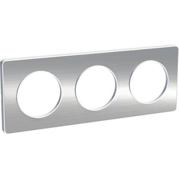 Photo Odace Touch, plaque Aluminium bross liser Blanc 3 postes horiz./vert. 71mm | Ref : S520806J
