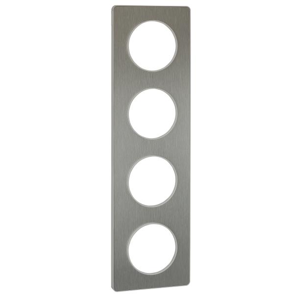 Photo Odace Touch, plaque Aluminium bross liser Blanc 4 postes horiz./vert. 71mm | Ref : S520808J