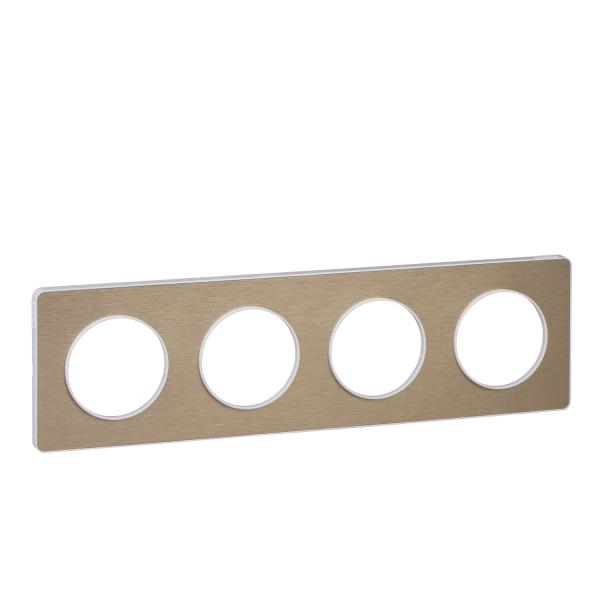 Photo Odace Touch, plaque Bronze bross liser Blanc 4 postes horiz./vert. 71mm | Ref : S520808L