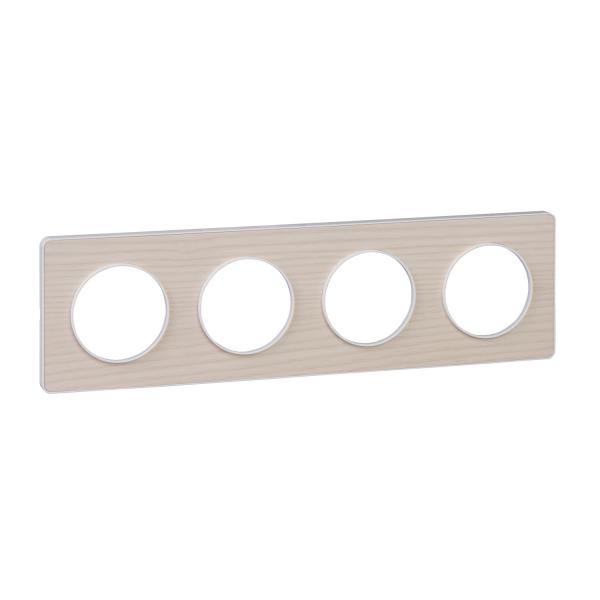 Photo Odace Touch, plaque Bois nordique liser Blanc 4 postes horiz./vert. 71mm | Ref : S520808M