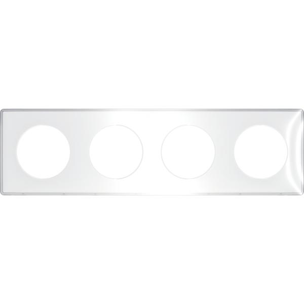 Photo Odace You Transparent, plaque de finition support Blanc 4 postes entraxe 71mm | Ref : S520908W