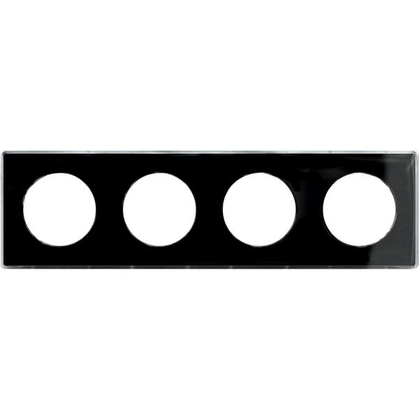 Photo Odace You Noir, plaque de finition support Blanc 4 postes entraxe 71mm | Ref : S520908Z