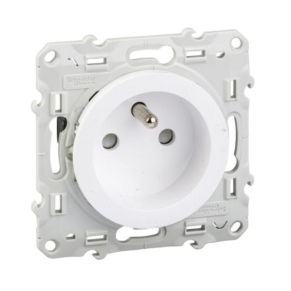 Photo Odace, lot de 40 prises de courant 2P+T Blanc spciale rnovation (3 repiquages) | Ref : S523049P