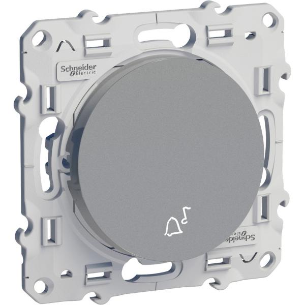 Photo Odace - poussoir avec symbole carillon - Alu - 10AX - NO - fixation par vis | Ref : S530246