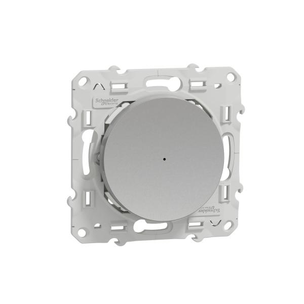 Photo Wiser Odace - bouton poussoir - 10A - zigbee - alu - permet de grer la lumiere en commande manuelle mais galement via un assistant vocal et/ou smartphone en local ou  distance grce  la passerelle wifi | Ref : S530530W