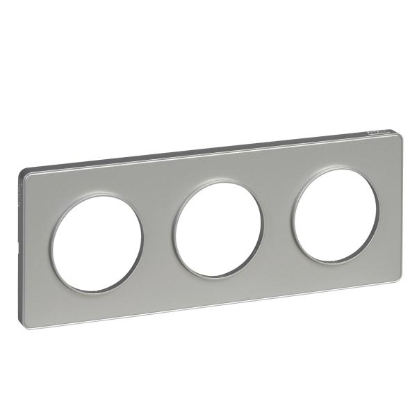 Photo Odace Touch, plaque Alu 3 postes horiz. ou vert. entraxe 71mm | Ref : S530806