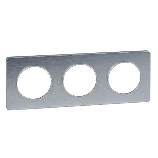Photo Odace Touch, plaque Aluminium bross liser Alu 3 post. horiz./vert. 71mm | Ref : S530806J