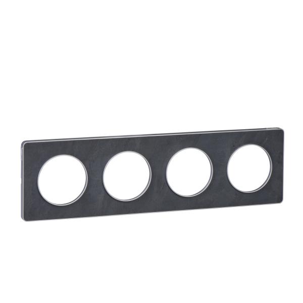 Photo Odace Touch, plaque Ardoise avec liser Alu 4 postes horiz./vert. entraxe 71mm | Ref : S530808V