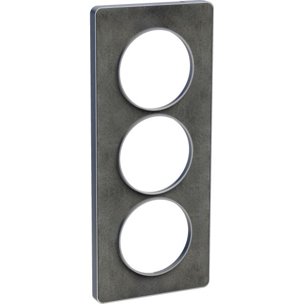 Photo Odace Touch, plaque Ardoise avec liser Alu 3 postes verticaux entraxe 57mm | Ref : S530816V