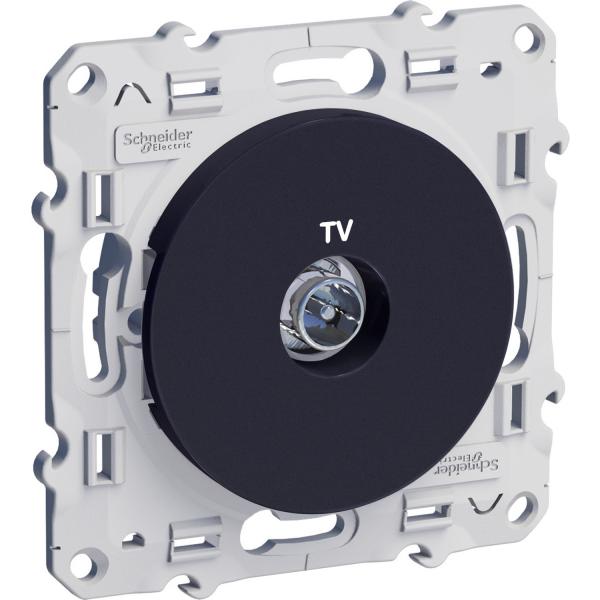 Photo Odace - Prise TV simple anthracite - Fixation par vis | Ref : S540445