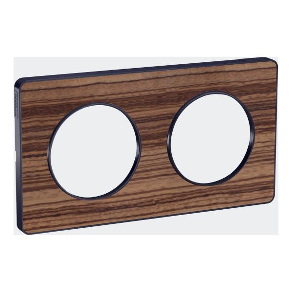 Photo Odace Touch, plaque Bois Zeb. avec liser� Anth. 2 postes horiz/vert entraxe 71mm | Ref : S540804P4