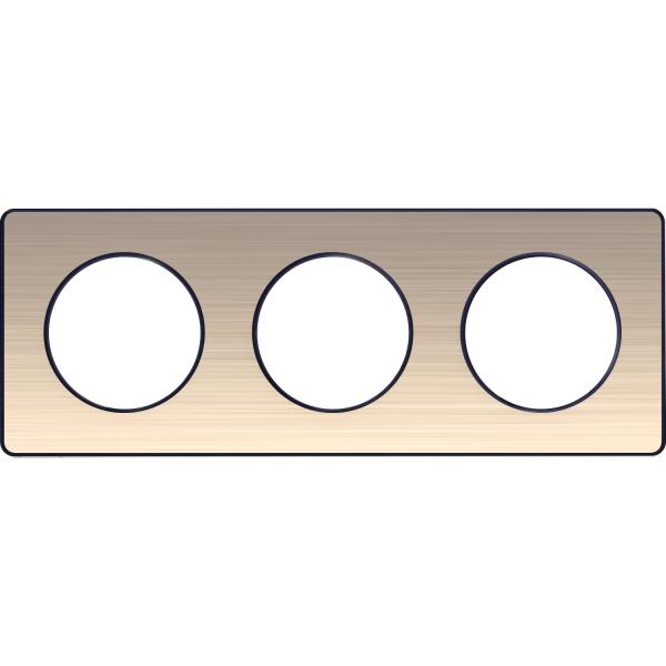 Photo Odace Touch, plaque Bronze bross liser Anthracite 3 postes horiz./vert. 71mm | Ref : S540806L