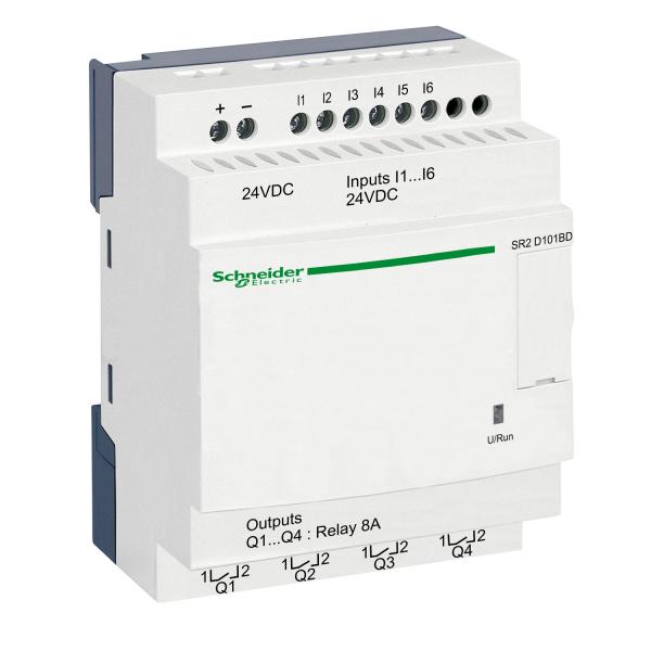 Photo Zelio Logic - relais intelligent compact - 10 E/S 24Vcc - ss horlog - ss affi. | Ref : SR2D101BD