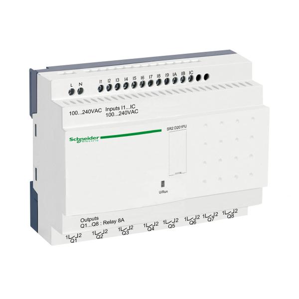 Photo Zelio Logic - relais intelligent compact - 20 E/S 100..240Vca - ss horl-ss affi. | Ref : SR2D201FU